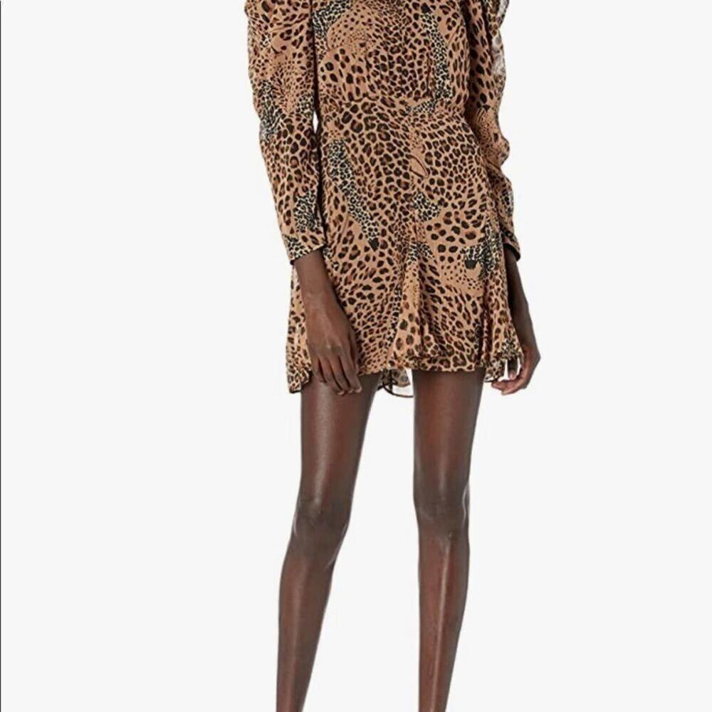 NWT THE KOOPLES PARIS HIDE & SEEK LUREX LEOPARD PRINT CREW NECK DRESS SIZE 4